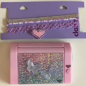 Claire’s lip gloss set & choker necklace set. New With Tags
